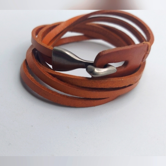Accessories Multilayer Handmade Tan Leather Wrap Around Wrist
